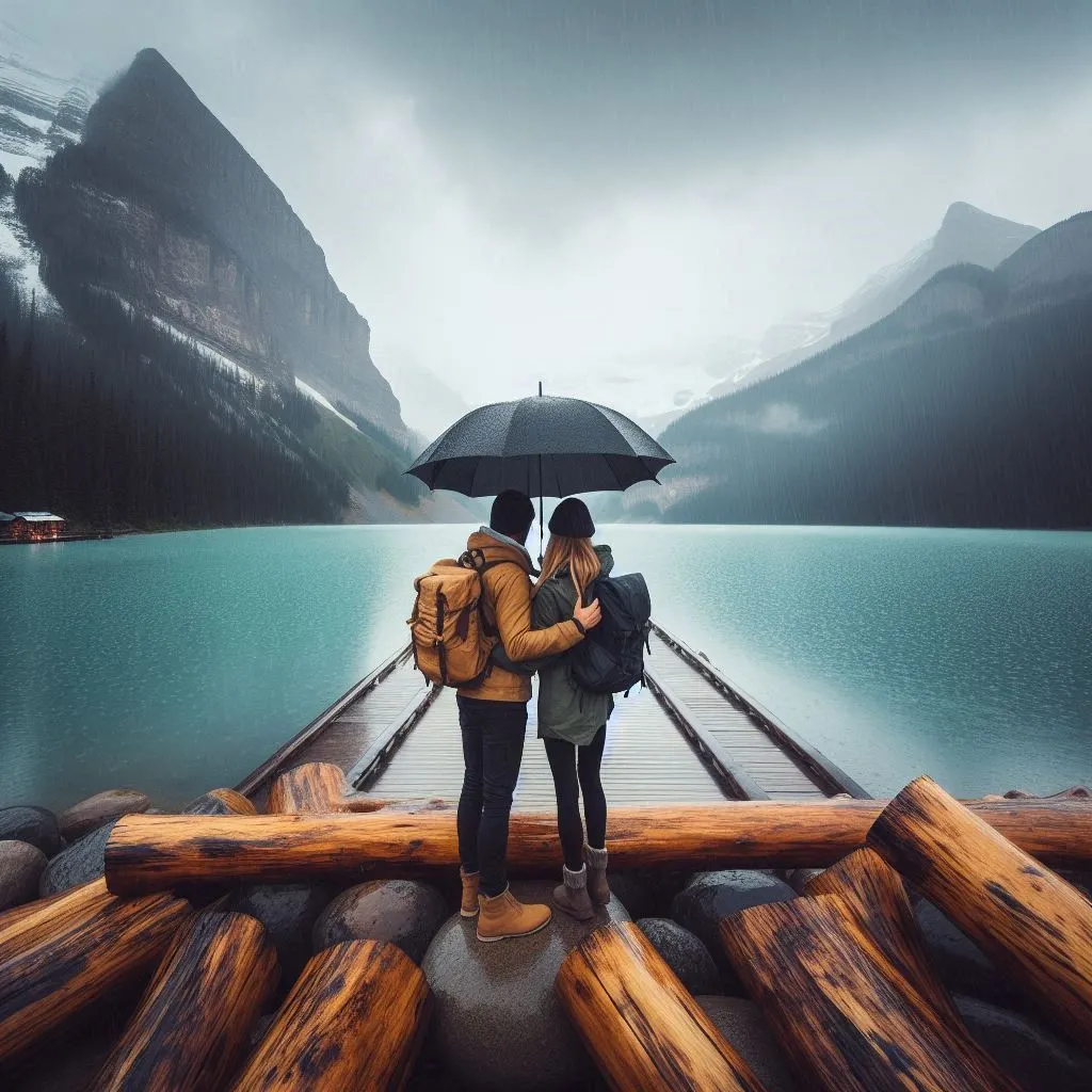 Lake Louise in the Rain